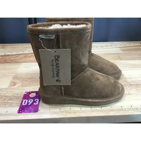 Bearpaw Bootie Youth 1 Brown Suede Pull On Mid-Calf Round Toe Outdoor Boots - Picture 2 of 9